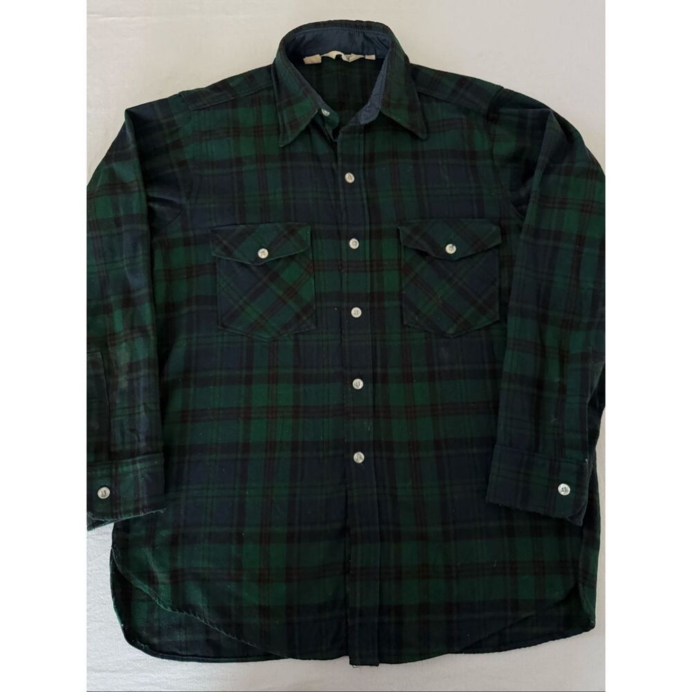 Vintage Woolrich Blackwatch Plaid Wool Shirt | L | 90% Wool | 1970s | USA